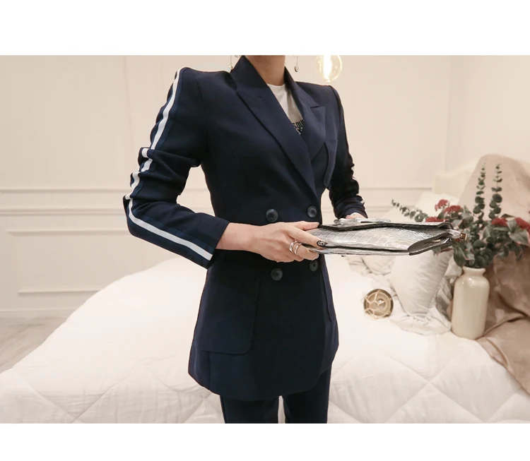 Женский офисный костюм ZAWFL простой двубортный облегающий из двух предметов с