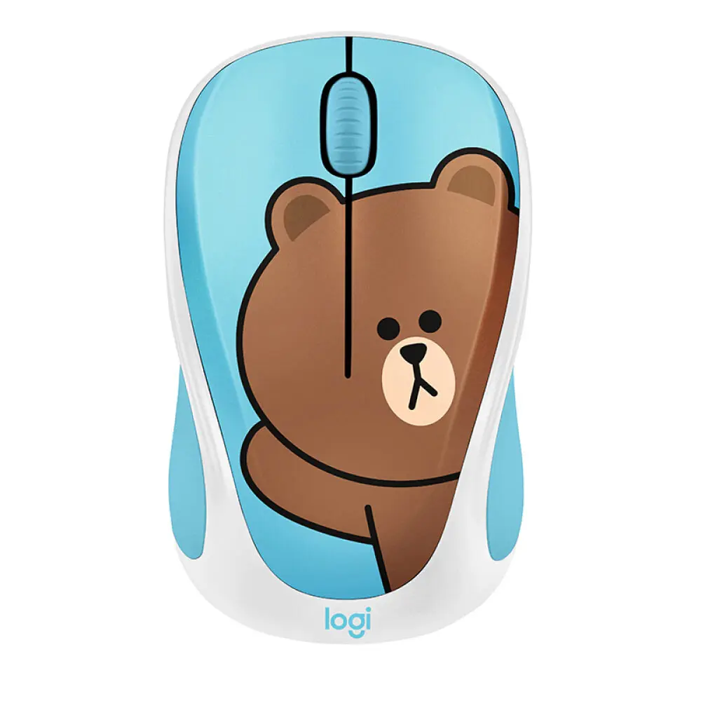 BROWN Оригинальная беспроводная мышка оптическая мышка lotech LINE FRIENDS, очень милая оптическая сенсорная мини-мышь для офиса и дома - Цвет: BROWN