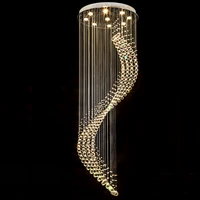 villa staircase lobby chandeliers led modern minimalism lighting restaurant crystal lamp long chandelier fixture zg8016