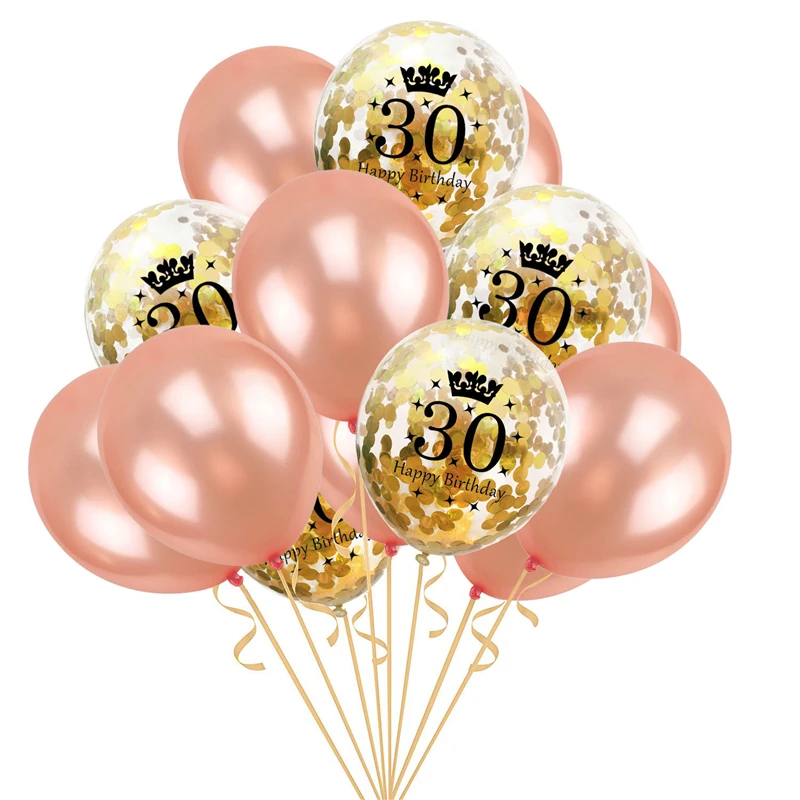 15 шт конфетти латексные шары 18 30 40 50 лет Номер баллон гелия Happy День рождения украшения для взрослых события вечерние поставки