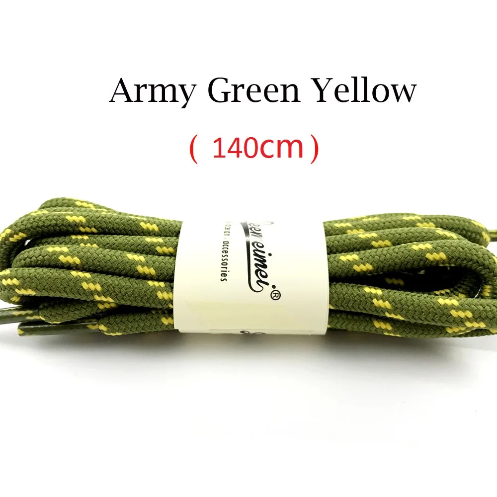 army green yellow 140 см шнурки многоцветные круглые туфли кружева уличные спортивные повседневные Пешие прогулки скольжения веревки кроссовки с шнурками Катание на коньках ботинки - Цвет: army green yellow