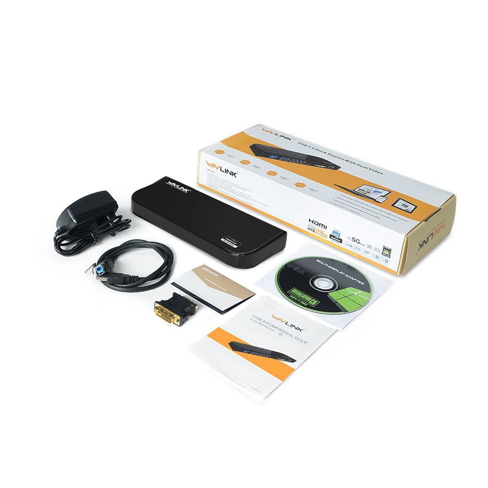 Wavlink Универсальный двойной 2K USB 3,0 док-станция концентратор HD 1080 Поддержка DVI/HDMI/VGA до 2048X1152 Gigabit Ethernet Windows 10/8. 1