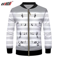 ujwi winter hot sale mens sport zip jacket 3d printed musical note large size leisure 5xl spandex man zipper coat free shipping