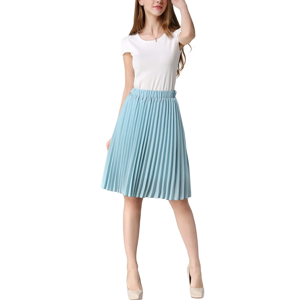 Модная элегантная плиссированная юбка Осень зима 2017 шифоновая тонкая с высокой