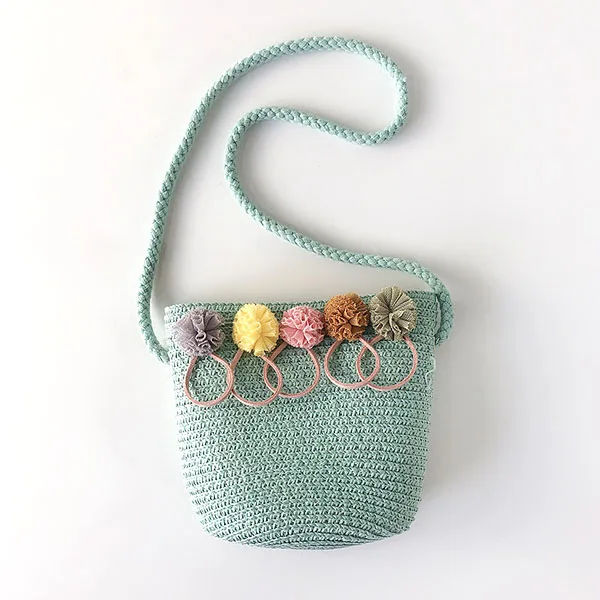 B-green Летняя сумочка из соломы нижнее белье с рисунком из мультфильма трусы Crossbody сумка ручной работы из плетеной соломы портмоне Месседжер-сумка для девочек маленькие пляжные сумки подарок для детей - Цвет: B-green