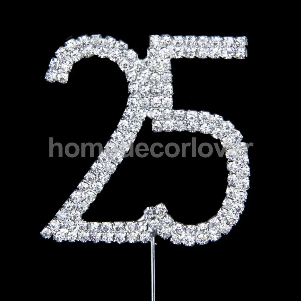 С украшениями в виде серебристых кристаллов со стразами 25th дня рождения свадьбы