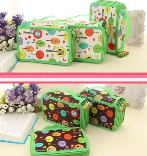 Fabirc Карандаш сумка эскиз пенал большой улыбкой молния Многослойные отверстие