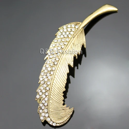 Блогер лист перо Хрустальная заколка для волос зажим манжета с когтями оснастка