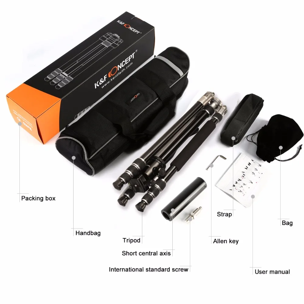 Профессиональный портативный штатив для камеры K &amp F стабильный 4-секционный из