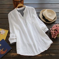 zanzea elegant women summer solid v neck long sleeve blouses casual buttons feminina blusas cotton linen loose shirts
