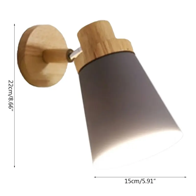 

Nordic Wall Lamp Wooden Base Bedside Light Modern Macaroon Sconce Fixture