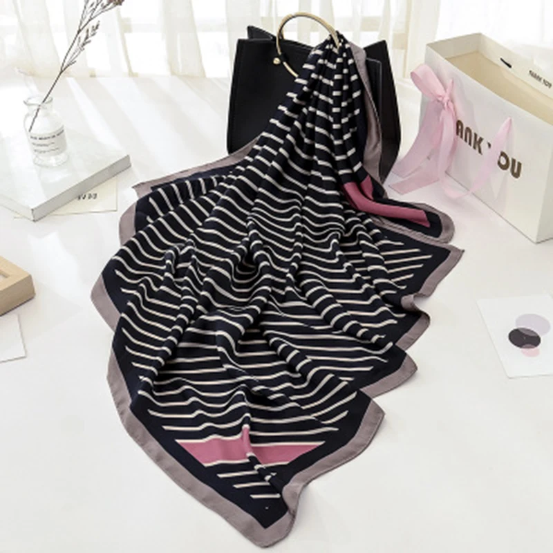 90*90 см однотонные Италия Стиль шарф в полоску весенние прямоугольные Обёрточная