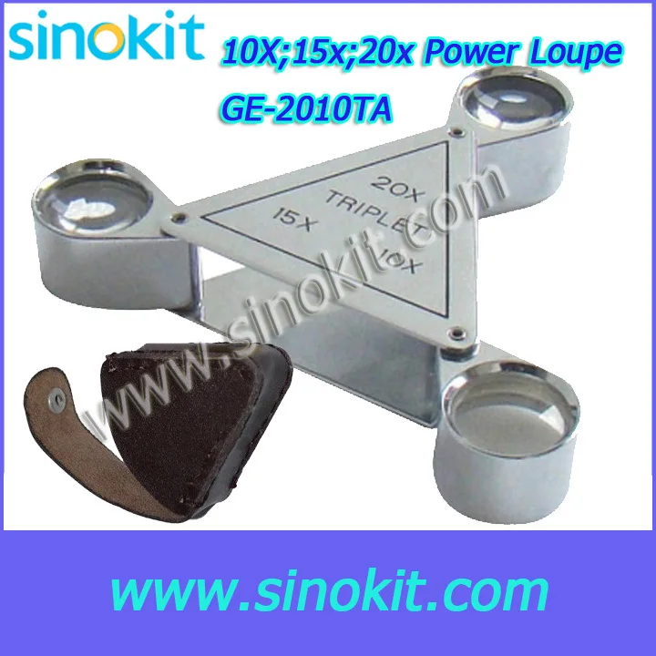 

Free Shipping 10x,15x,20x Magnification Power Jewelry three eyes Loupe - GE-2010TA