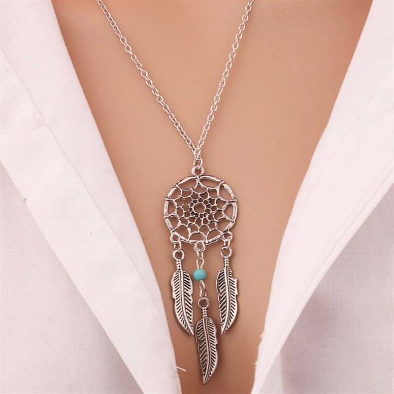 2019 Горячая Мода Bijoux Винтаж Ретро полые перо кулон в виде Ловца снов Макси