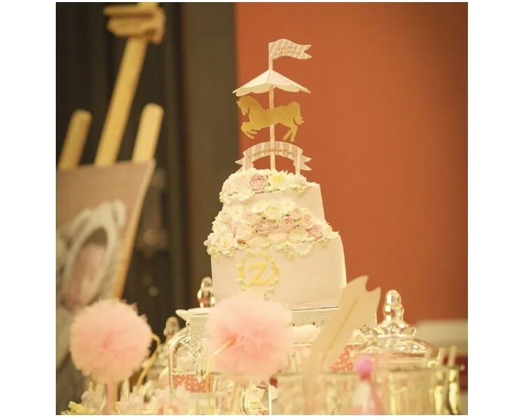 1 комплект веселые круглые карусели розовые синие флажки для торта украшения на