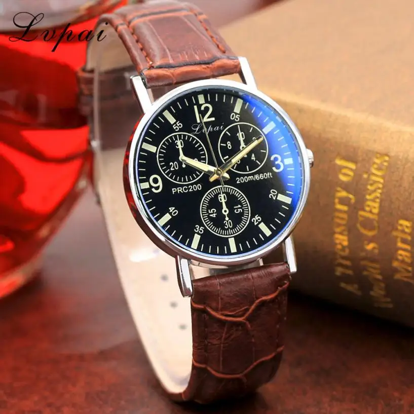 

Lvpai relogio masculino Best Sell Watch Men 2019 Fashion Casual Blue Ray Glass Quartz Leather Band WristWatches Business reloj