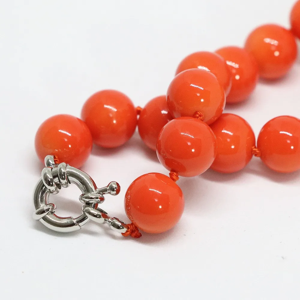 Lovely pink orange artificial coral 8 10 12 14mm round beads noble weddings high grade necklace 18inch B1455 | Украшения и