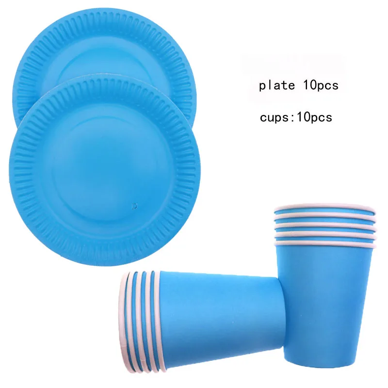 blue 20pcs set Зеленые однотонные тарелки чашки столовые приборы наборы свадебные декорации, праздник наборы; детский душ с днем рождения для детей - Цвет: blue 20pcs set
