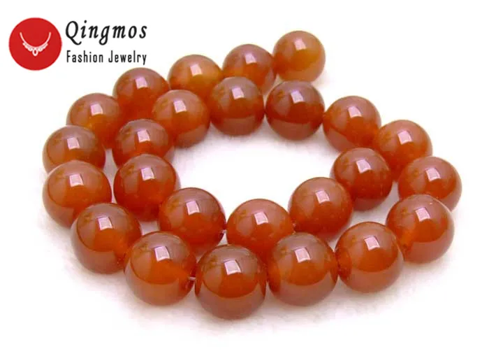 Qingmos 6mm Round Red Natural Agates Beads for Jewelry Making loose Strand 15&quot Beadwork-los219 | Украшения и аксессуары
