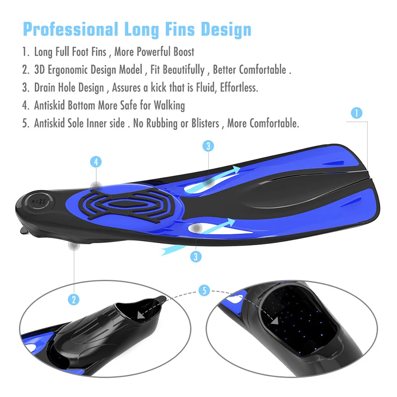 Copozz длинные плавники перепонки Дайвинг ласты обучение бассейн Aletas Nadadeira мужские