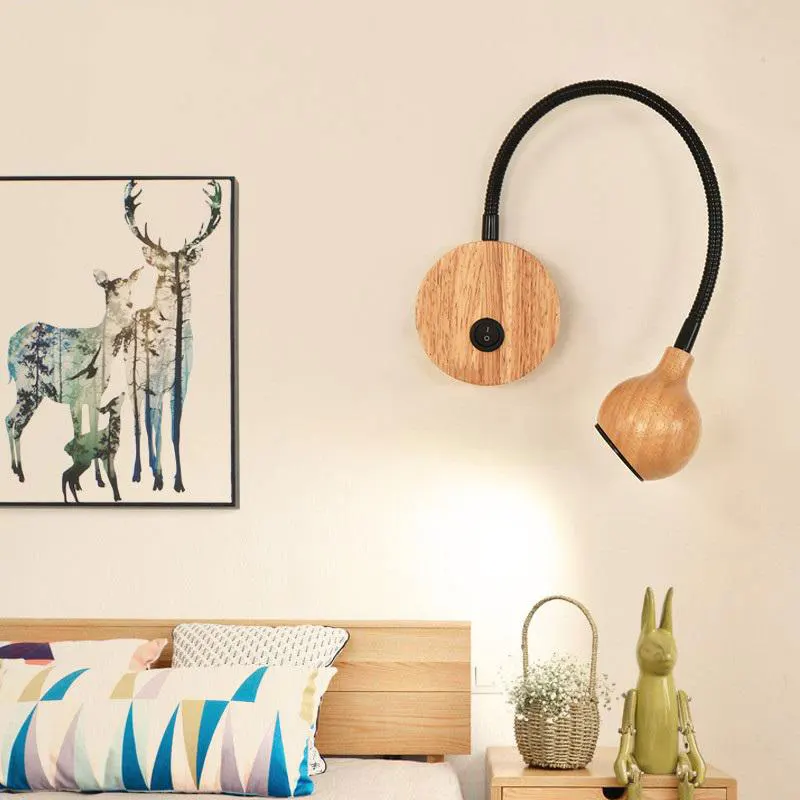 Современный скандинавский деревянный 5 Вт светодиодный настенный светильник с