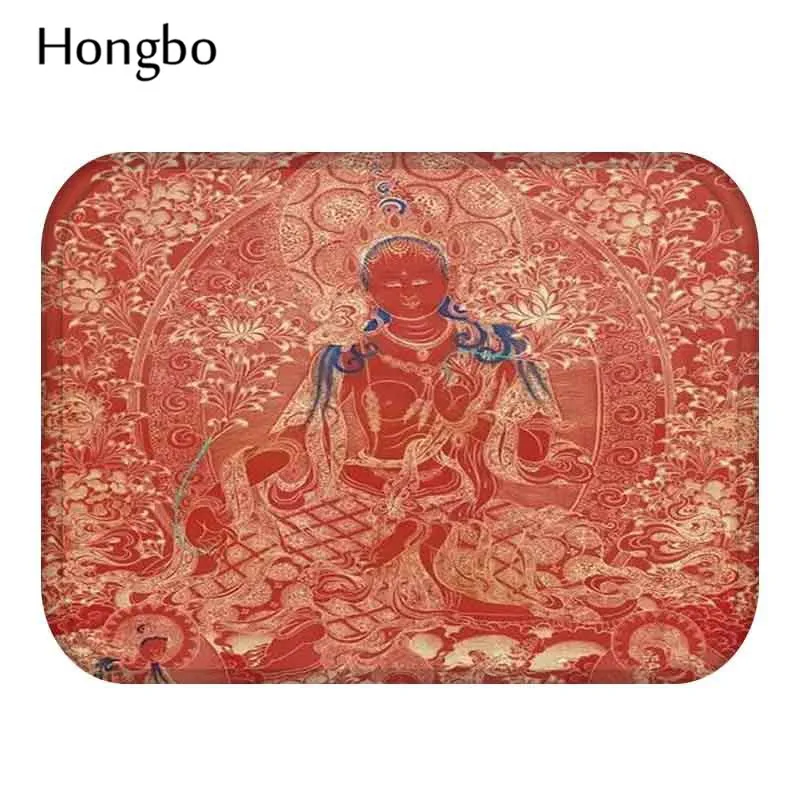 Hongbo Будда статуя Коврик для двери узор Декоративный Коврик Нескользящие двери впитывающие коврики коврик для ванной комнаты