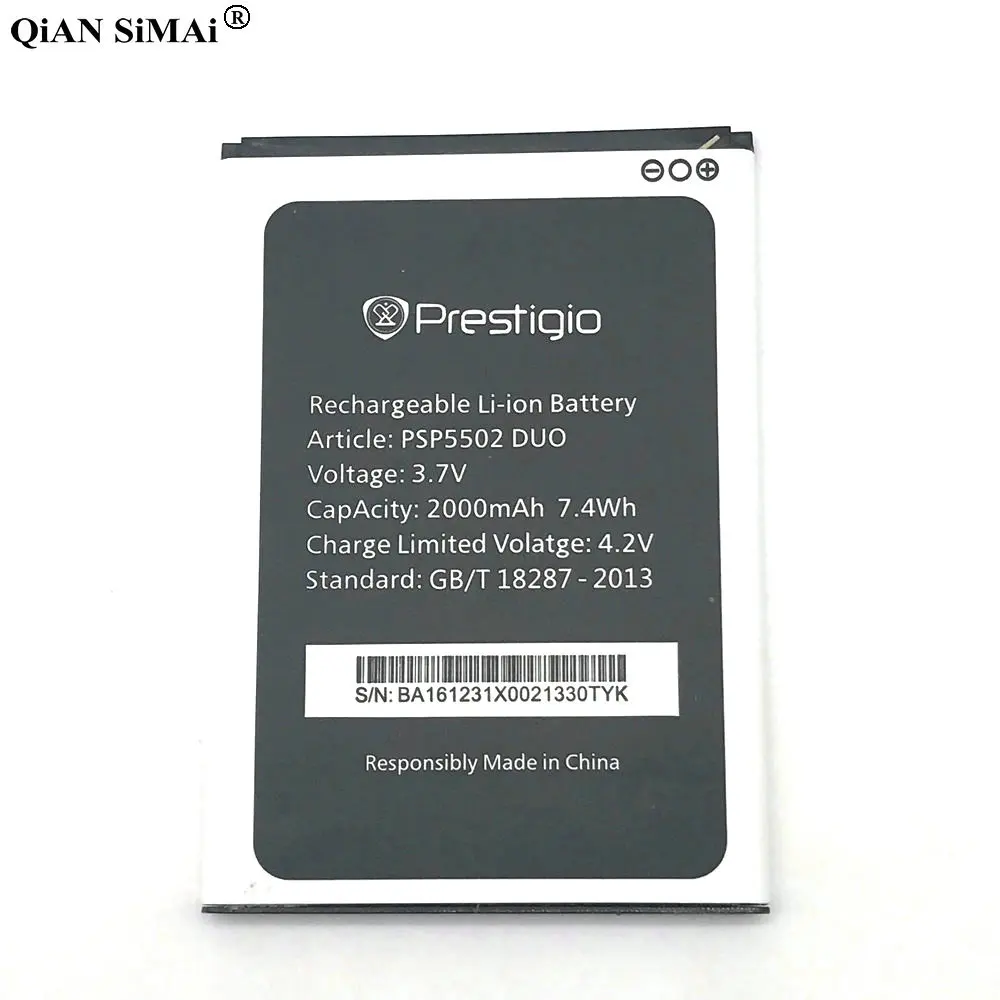 Новый высококачественный аккумулятор 2000 мАч для телефона Prestigio Muze A5 PSP5502 DUO Wize N3