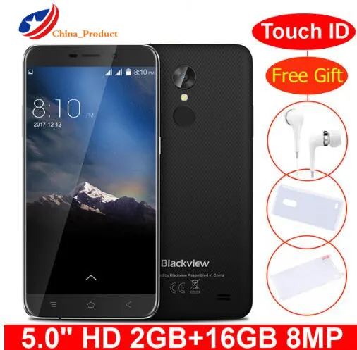 Blackview A10 смартфон с 5 дюймовым дисплеем четырёхъядерным процессором MTK6580A ОЗУ 2 Гб