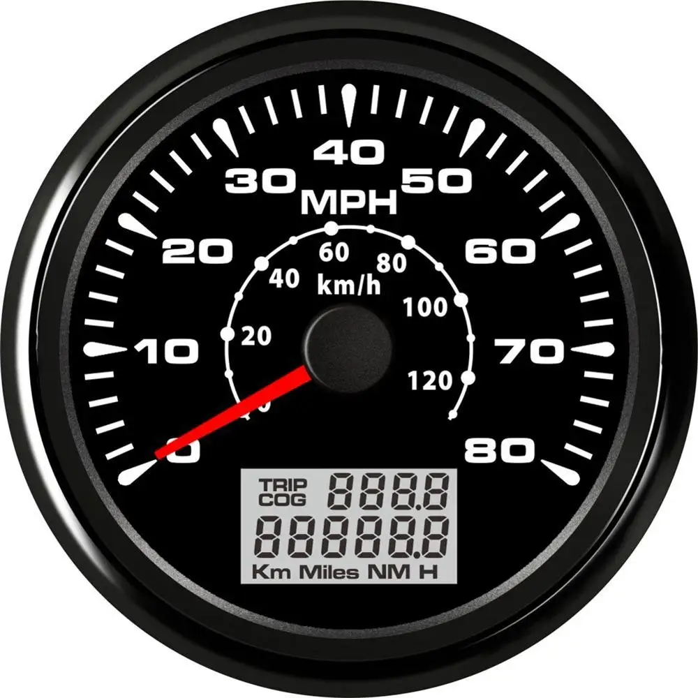 

85MM GPS Speedometer Odometer 0-80MPH 0-120KM/H Speed Gauge for Boat Car Motorcycle Truck With ODO COG TRIP