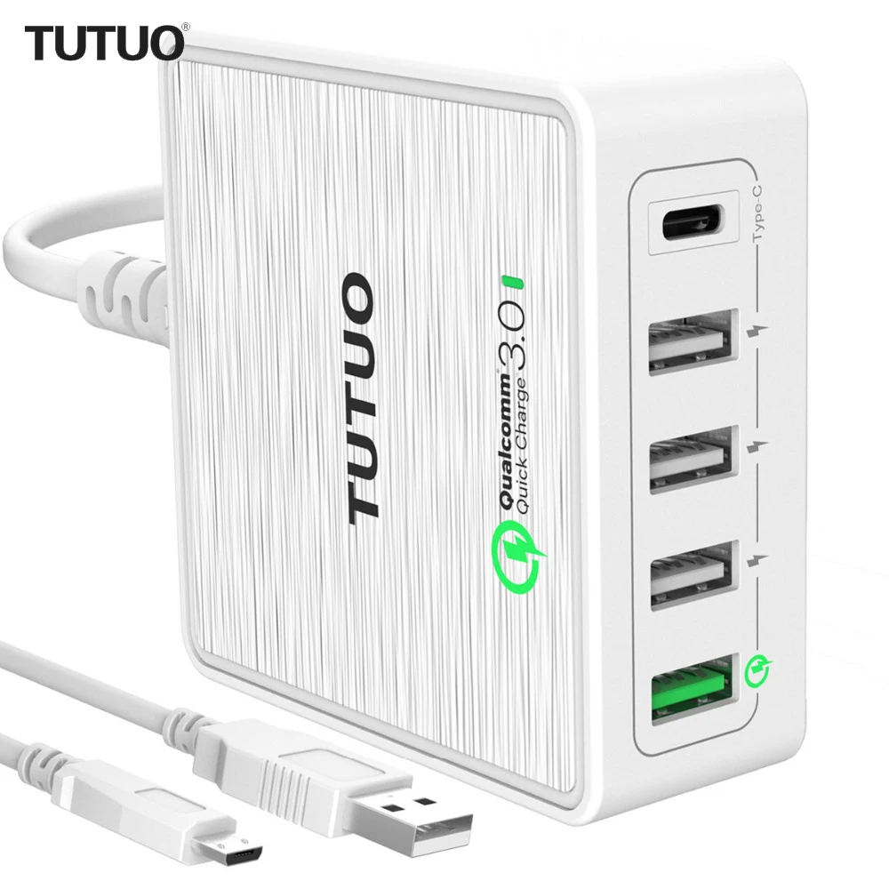 Настольное зарядное устройство TUTUO Quick Charge 3 0 с 5 портами USB и зарядной станцией Type C