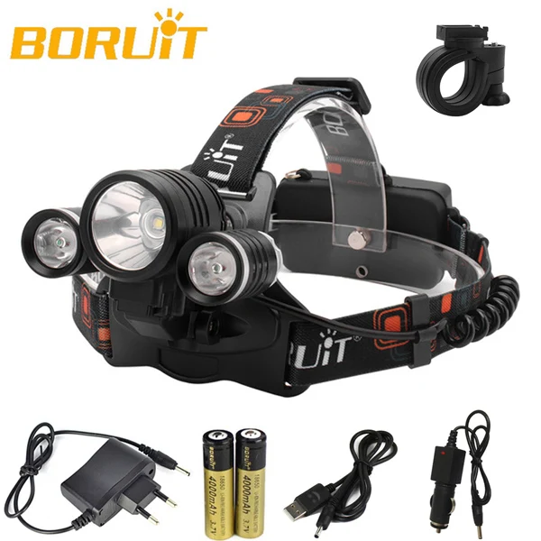 BORUiT светодиодный налобный фонарь, велосипедный светильник, 4 режима, IPX5, головной светильник, RJ-1156, XML, L2, Белый светодиодный велосипедный светильник, фонарь на голову, светильник на дверь, фронтальный - Испускаемый цвет: E