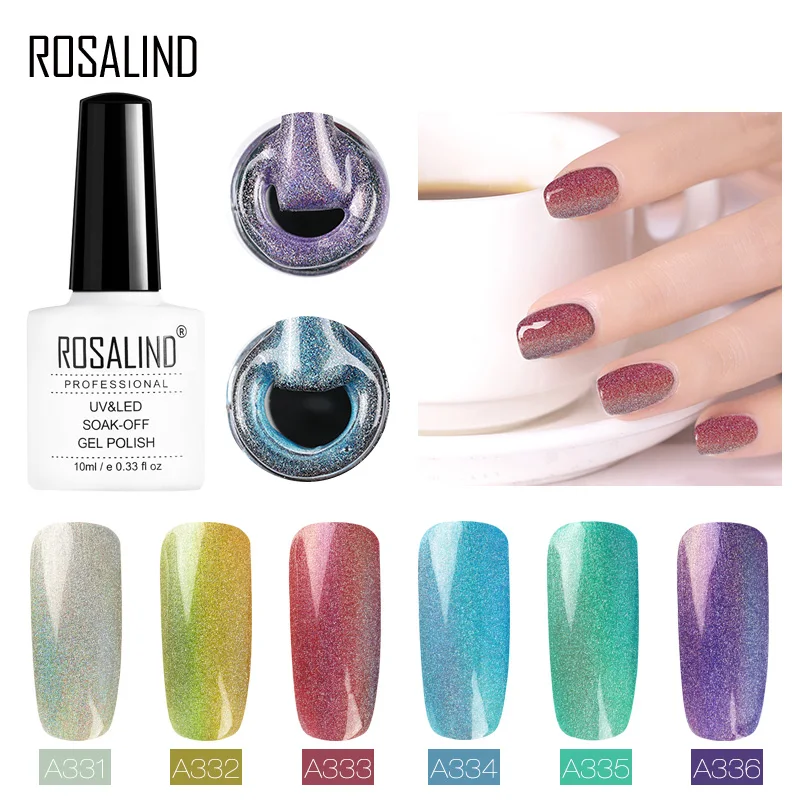 ROSALIND Nail Gel Polish Colorful Holographic 10ml Semi Permanent UV Primer Soak Off Varnish Art Manicure | Красота и здоровье