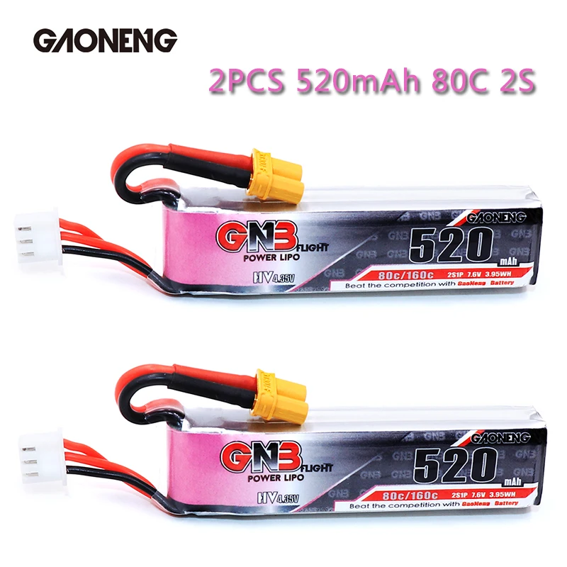Аккумулятор Gaoneng GNB Lipo 520 мАч 7 6 В 80C 2S HV 4 35 в перезаряжаемая батарея XT30 для