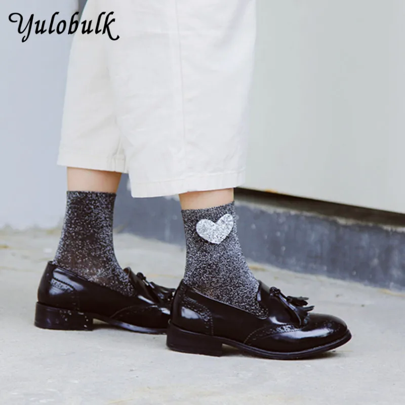 Носки женские Осенние со стразами и сердечком|socks women|heart sockssocks teen |
