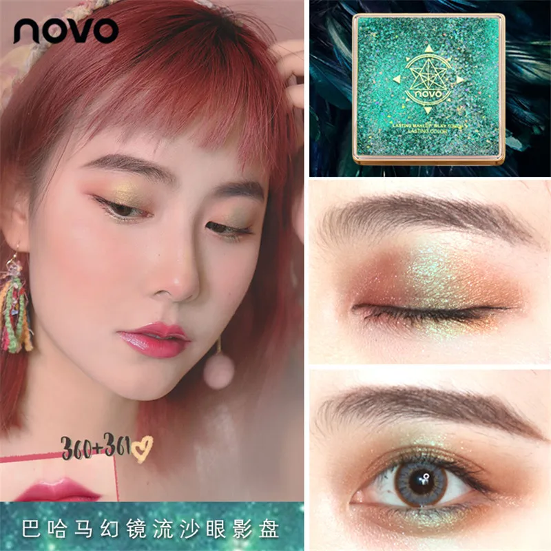 NOVO beauty, 12 цветов, зыбучие пески, блестящие тени для макияжа, Палетка, водостойкие, мерцающие, матовые тени для век, косметика
