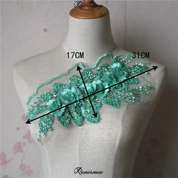 B ice green 1 шт., золотые/фиолетовые/ледяно-зеленые стразы, Украшенные бусинами, цветами, кружевами, бусинами, аппликация, отделка свадебного платья, шитье, сделай сам, 2 вида,, SX66 - Цвет: B ice green