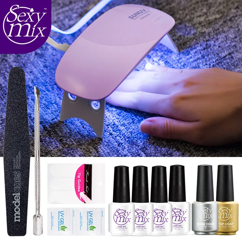 Сексуальная смесь Профессиональный французский маникюрный набор с 6 Вт Сушилка