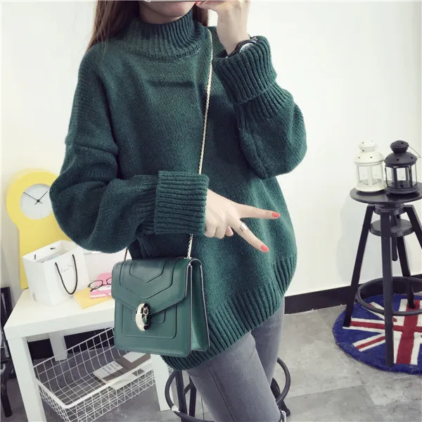 Turtleneck Sweater Women Knitted Oversized Long Sleeve Pullovers Feminino Winter Korean Style Pull Femme | Женская одежда