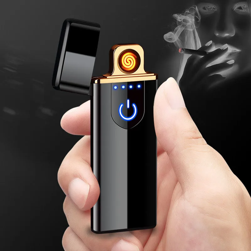 Сенсорная электронная зажигалка с USB зарядкой тонкие маленькие перезаряжаемые