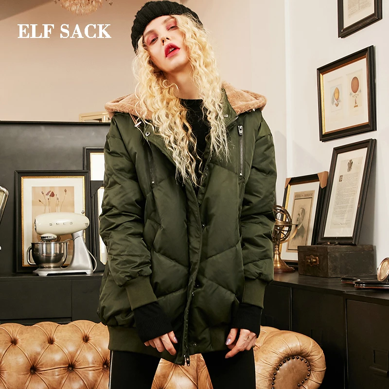 ELFSACK новинка зимние женские парки Женское зимнее пальто уплотненная теплая