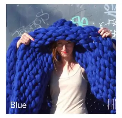 royal blue ZENGIA 1000 г/шар супер толстая пряжа мягкая мериносовая шерсть пряжа большая массивная пряжа громоздкая рука ровинг вязание одеяло прядильная пряжа шерсть - Цвет: royal blue