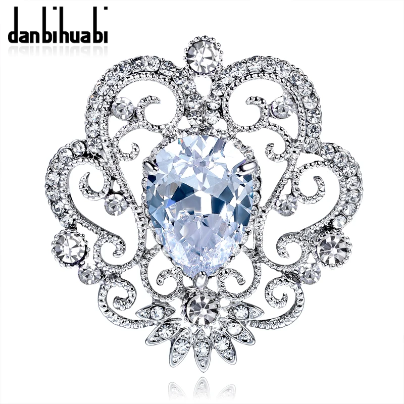 Top Luxury Sliver /Purple Water Drop Crystal Brooches for Women Fashion jewelry lapel pin Valentine's Day Gifts | Украшения и