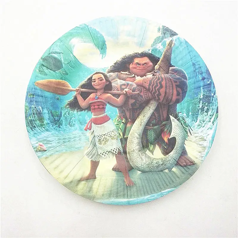 Plates7 10pcs С изображением на тему Моаны вечерние кружки соломы коробка конфет для малышей на день рождения украшения для детей вечерние поставки вечерние одноразовая посуда набор гель-лаков - Цвет: Plates7 10pcs