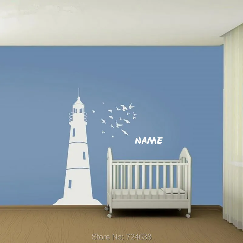 Наклейки на стены Дети маяк и стая морских винилы Wall Art Наклейка для Декор Детские
