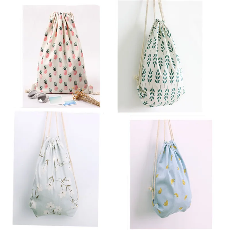 

fashion women canvas bag backpack drawstring school bag cute animal bag travel shoulder bag shoe clothes underwear storage bag