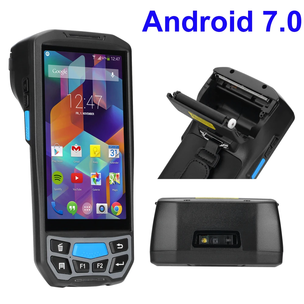 Новое поступление КПК Android 7 0 Ручной терминал с термопринтером встроенный RFID