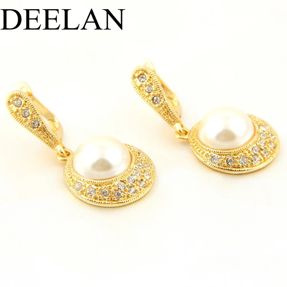 Deelan модные золотые Цвет элегантный инкрустированные Ювелирные комплекты с