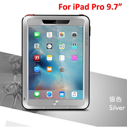 Мощный металлический чехол Love Mei для iPad 6/Air2 из алюминия+ ТПУ, противоударный защитный чехол для iPad 9," / A1822 A1675 - Цвет: Silver