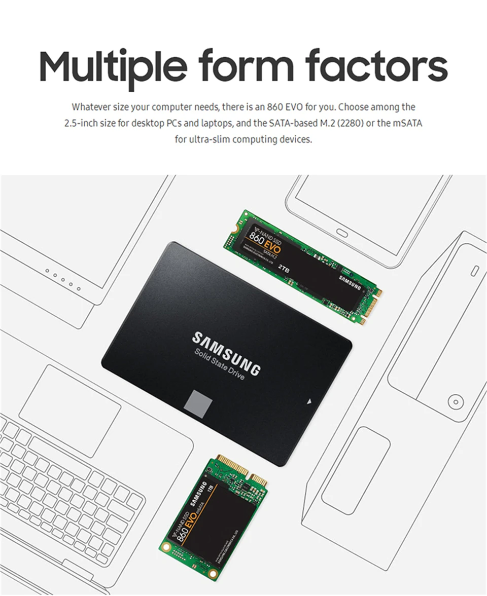 SAMSUNG внутренний EVO SSD 860 250 ГБ 500 ГБ 1 ТБ 2 ТБ 4 ТБ твердотельный диск 2,5 дюймов SATA3 ноутбук Настольный ПК TLC Disco Sata Iii Ssd