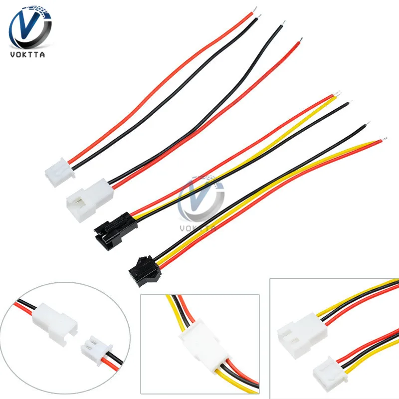 

10Pairs Male to Female Wire Connector Adapter 10cm 15cm 30cm Long JST SM 2Pins 3Pins Plug spacing 3MM 2.54MM for LED Strip light